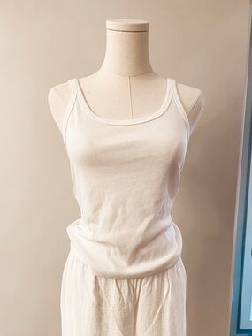 White Ribbed Tank Top - Classic Sleeveless Rib Tank